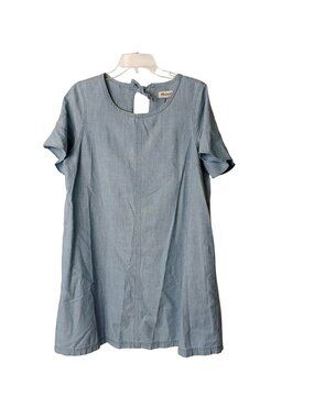 Madewell Large  Chambray Dress Tie Back Blue G8659 Short Sleeve Casual #L-72